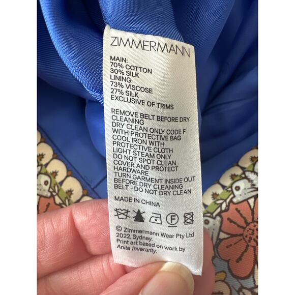 Zimmermann NWT Cosmic Zodiac Belted Print Silk Cotton Pants Size 8 - Picture 12 of 13